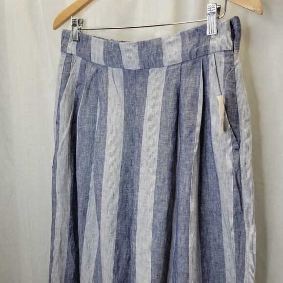 GAP Chambray Stripe Wide Led Crop Linen Pants, 10, NWT - Picture 2 of 11